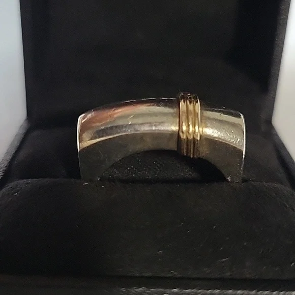 Vintage Unisex Ring Silver And 14kGold Ring - Picture 2 of 9